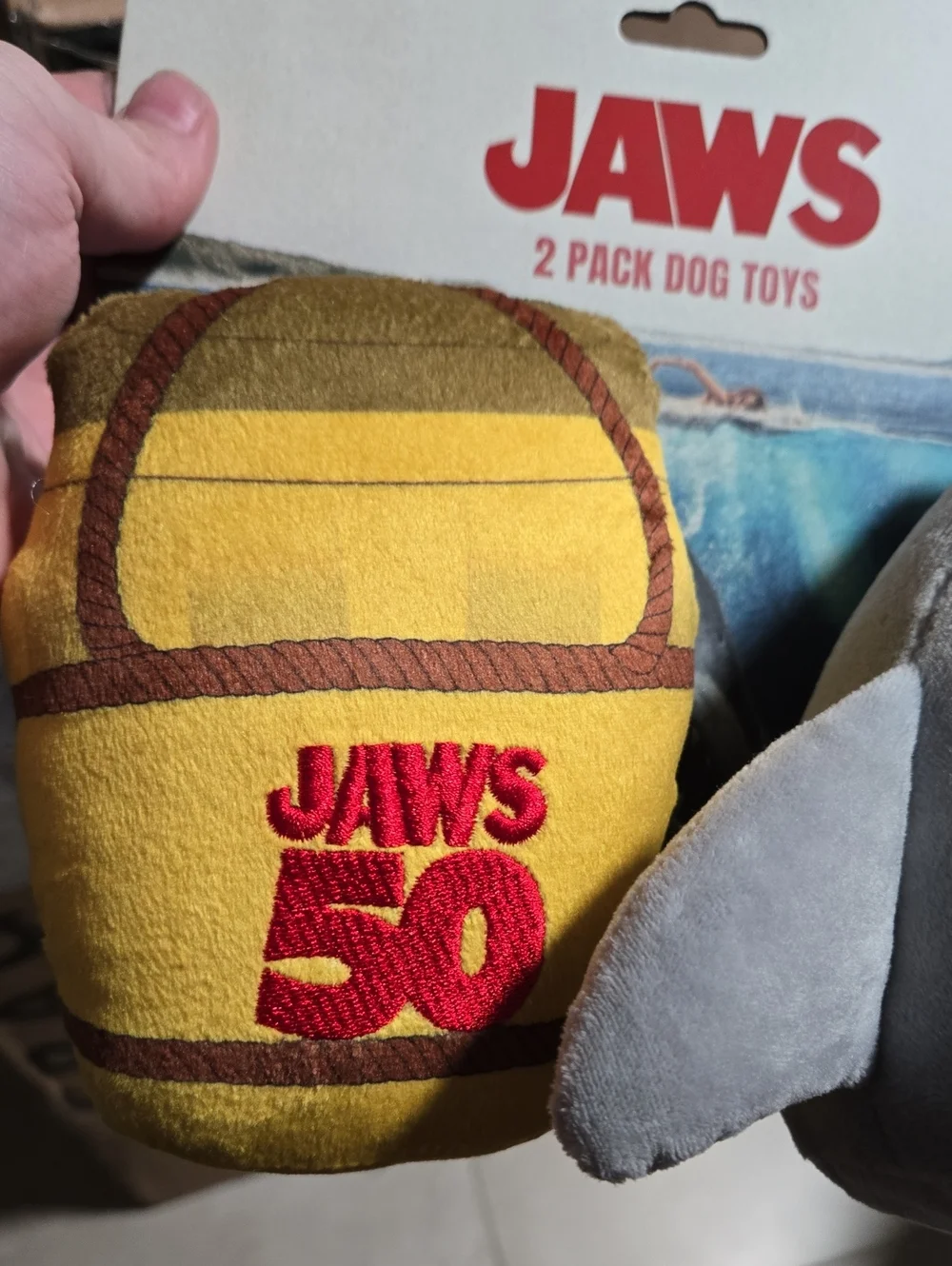 JAWS 2-Pack Dog Toys - Yellow Buoy & Gray Shark